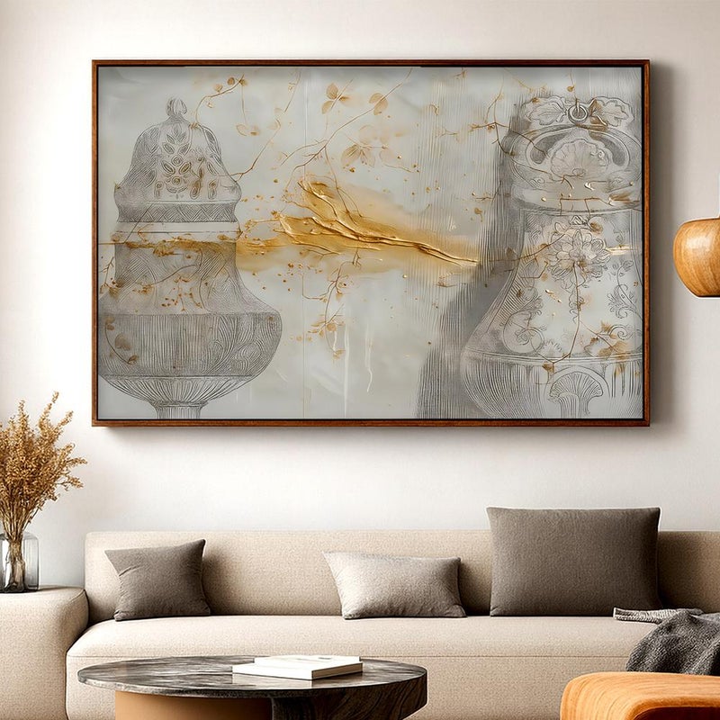 Marktna Canvas painting with a traditional art design and a hollow frame, measuring (120x80), one piece - Image 3