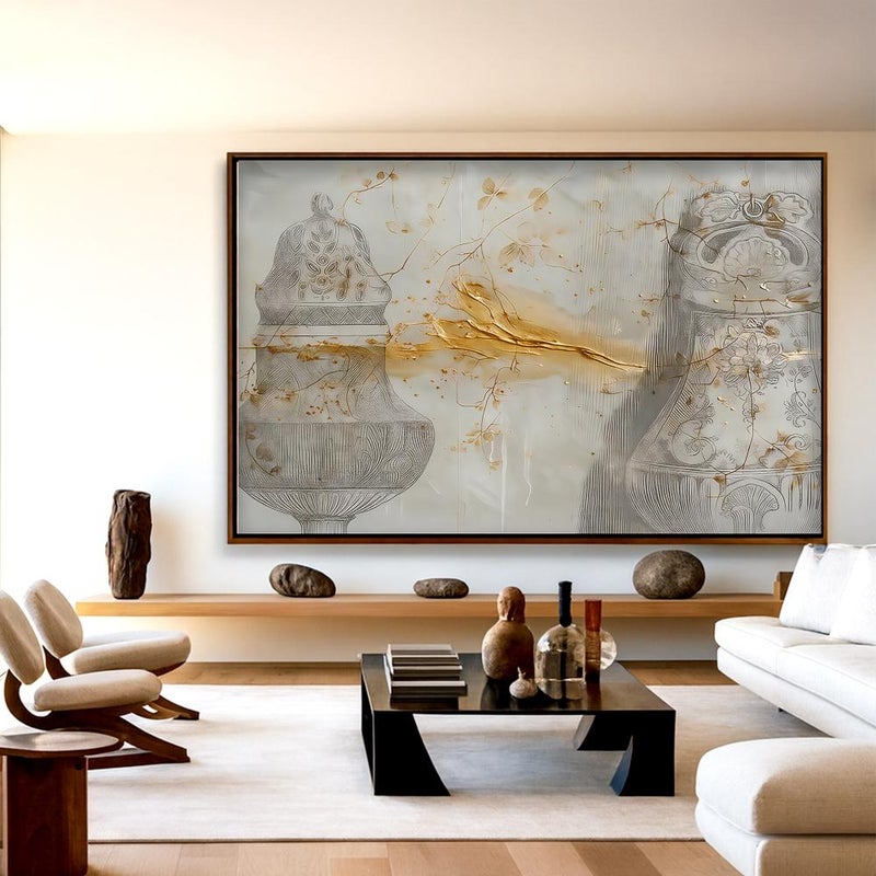 Marktna Canvas painting with a traditional art design and a hollow frame, measuring (120x80), one piece - Image 2