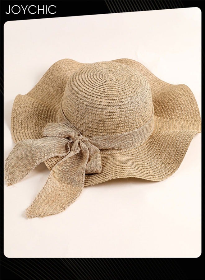 Joychic قبعة شاطئية نسائية مصنوعة من القش مع حواف عريضة لحماية من الشمس قابلة للطي وسهلة الحمل لفصلي الربيع والصيف - Image 2
