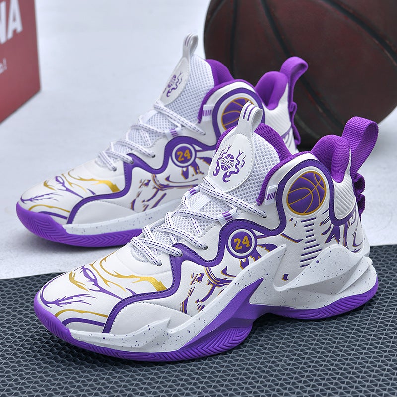 Plus Size High-Top Basketball Shoes Leather Surface Children Teenagers Students Leisure Sneaker Cement Ground Combat Sneakers - Image 4