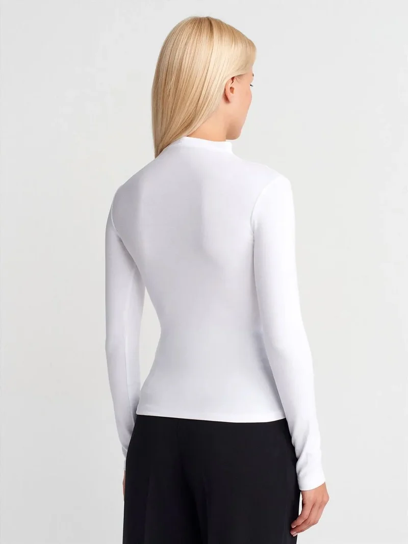 ديلفين DILVIN Slim Fit Long Sleeve Half Turtleneck Top