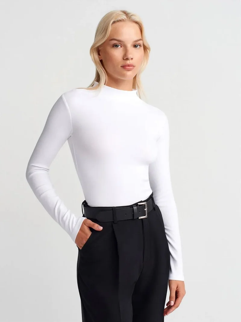 ديلفين DILVIN Slim Fit Long Sleeve Half Turtleneck Top