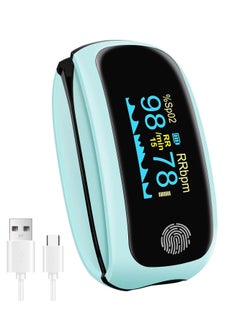 Furtey Pulse Oximeter Fingertip, Pulse Oximeter Rechargeable, Pulse Oximeter with Rechargeable, Fingertip Blood Oxygen Saturation Monitor Rechargeable, for Home Outdoor Sports Wide Use (Blue)  - Image 1