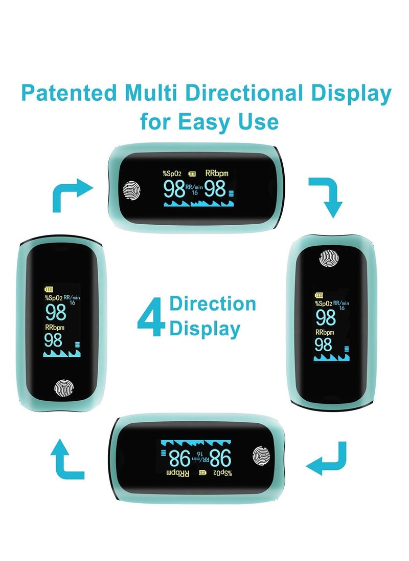 Furtey - Pulse Oximeter Fingertip, Pulse Oximeter Rechargeable, Pulse Oximeter with Rechargeable, Fingertip Blood Oxygen Saturation Monitor Rechargeable, for Home Outdoor Sports Wide Use (Blue) - Image 1