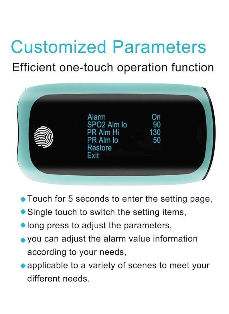 Furtey - Pulse Oximeter Fingertip, Pulse Oximeter Rechargeable, Pulse Oximeter with Rechargeable, Fingertip Blood Oxygen Saturation Monitor Rechargeable, for Home Outdoor Sports Wide Use (Blue) - Image 1