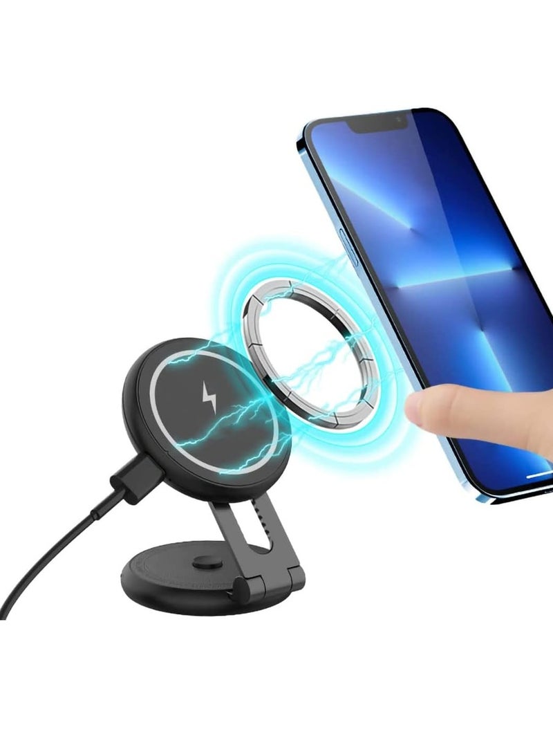Magnetic Wireless Car Charger Mount Compatible with MagSafe Designed for Tesla Model 3/Y, 15W Fast Charging Magnetic Car Phone Mount Foldable Invisible Dashboard for iPhone 14/13/12 - Image 2
