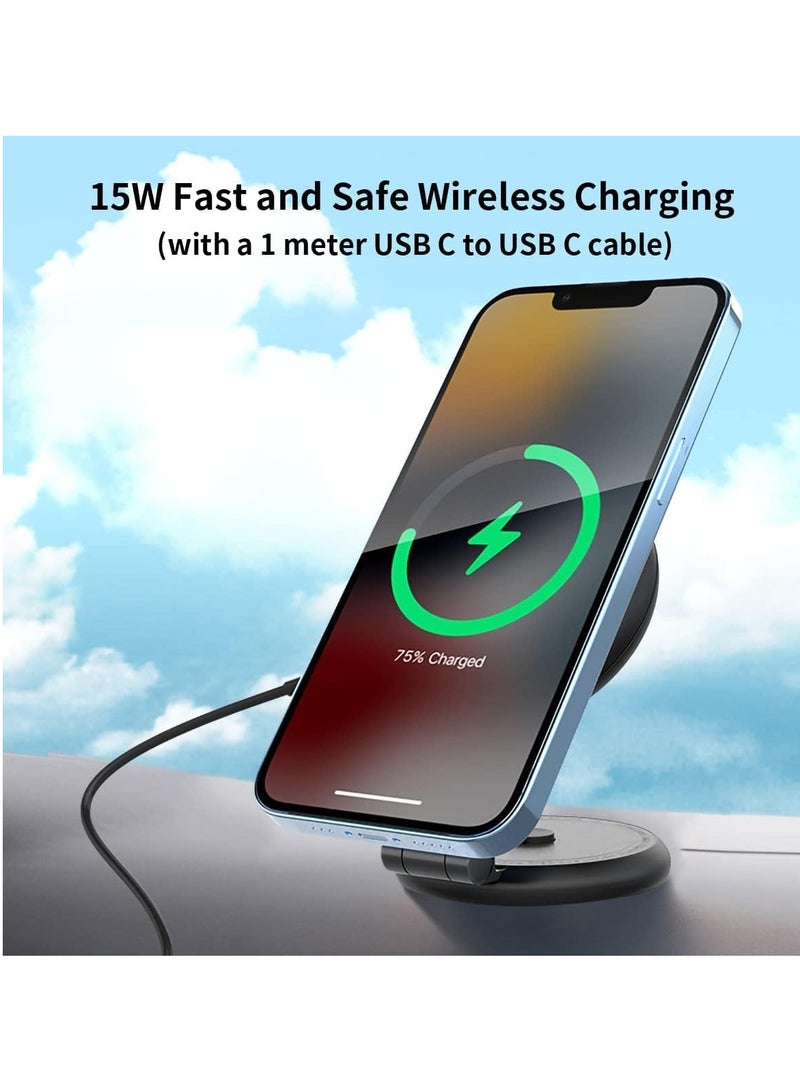 Magnetic Wireless Car Charger Mount Compatible with MagSafe Designed for Tesla Model 3/Y, 15W Fast Charging Magnetic Car Phone Mount Foldable Invisible Dashboard for iPhone 14/13/12 - Image 4