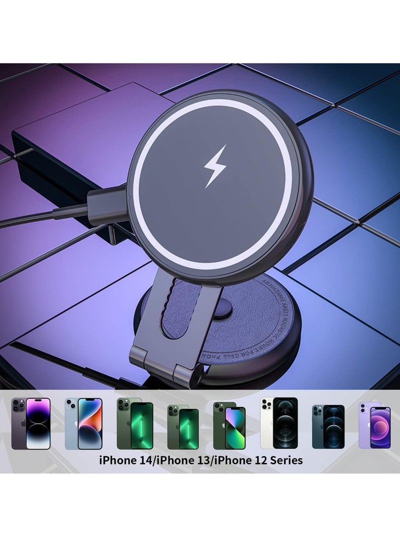 Magnetic Wireless Car Charger Mount Compatible with MagSafe Designed for Tesla Model 3/Y, 15W Fast Charging Magnetic Car Phone Mount Foldable Invisible Dashboard for iPhone 14/13/12 - Image 5