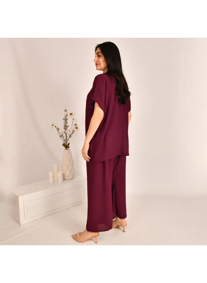 beyond abaya Burgundy suit - Image 1
