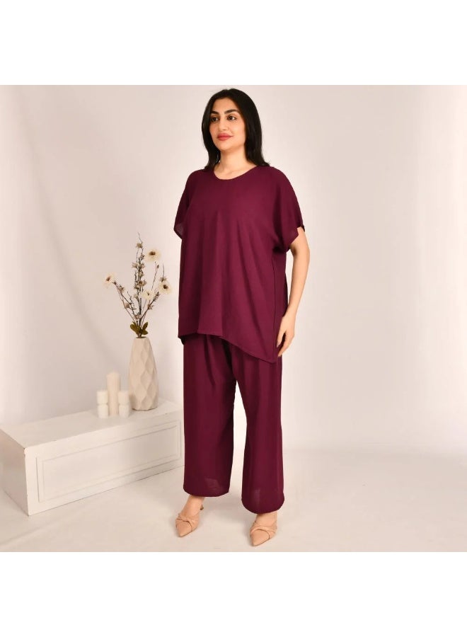 beyond abaya Burgundy suit - Image 3