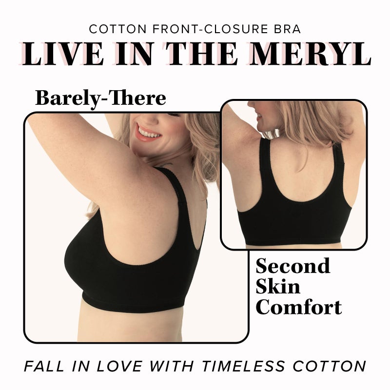 Leading Lady LEADING LADY Women's Meryl Cotton Front-Closure Comfort Sleep Comfy Leisure Bra, Black, 50A/B  - Image 5