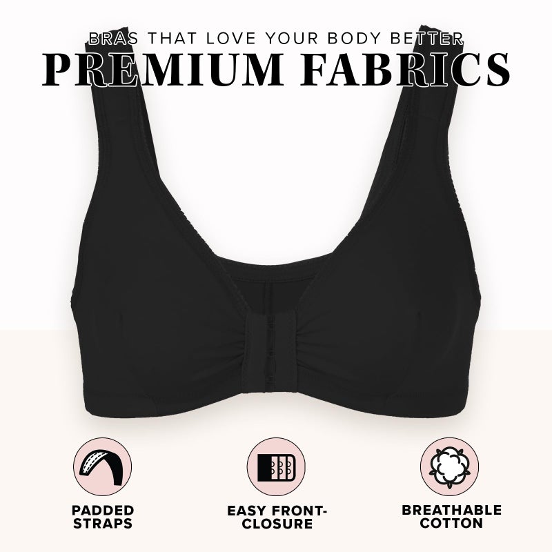 Leading Lady LEADING LADY Women's Meryl Cotton Front-Closure Comfort Sleep Comfy Leisure Bra, Black, 50A/B  - Image 4