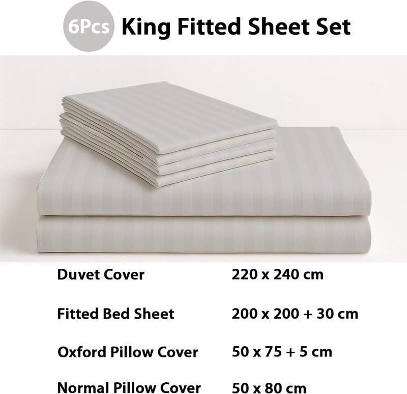 MOONCEE 6Pcs Bed Sheet King Size Set With Duvet Cover 220x240 Microfiber Bed Sheets Bedding Set Includes 1 Fitted Sheet, 1 Quilt Cover & 4 Pillows Cases (Light Grey, 6Pcs Duvet Cover Set- King) - Image 5