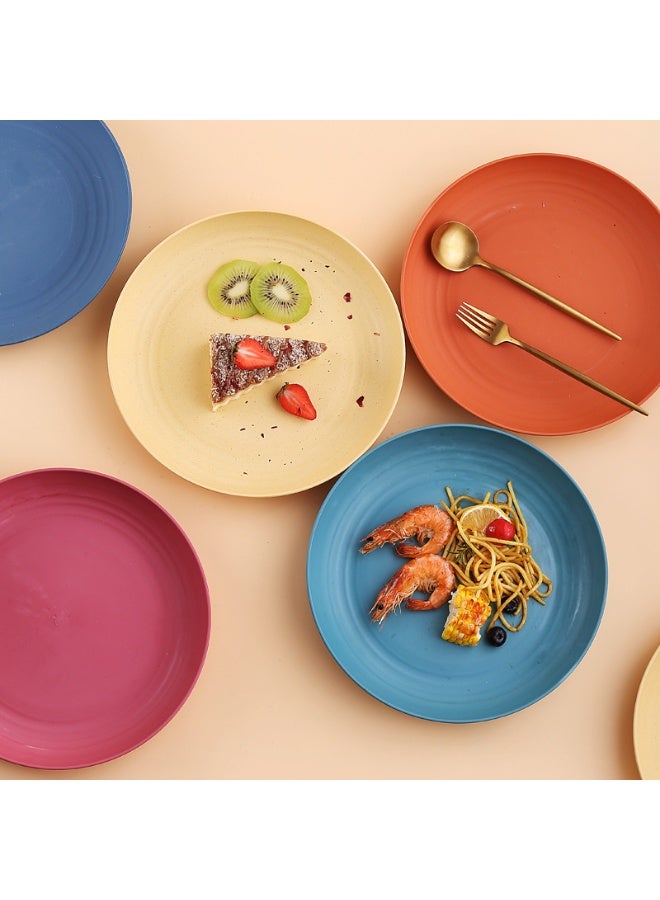 Natural Wheat Straw 5-Plate Set, Agricultural Recycled Eco-Friendly Material, Heavy Metal Free & Odorless, High Temperature Resistant, Easy to Clean, Shatterproof & Cut-Resistant, Lightweight & Portable, Simple Home Style Green Tableware - Image 5