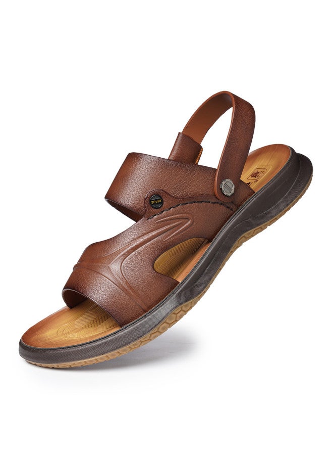 Old Man'S Head Top Grain Leather】men's Sandals - Genuine Leather Summer Breathable Casual Flip Flops, 2-way Wear Thick Sole Beach Shoes For Men - Image 4