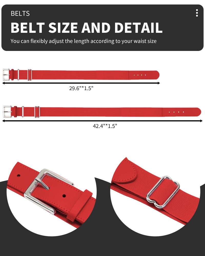 QBK Toddler Baseball Socks And Belt Youth Softball Tee Ball Combo Set for Boy Girl (2 Pairs of Socks & 1 Belt)(RED,2-4T) - Image 5