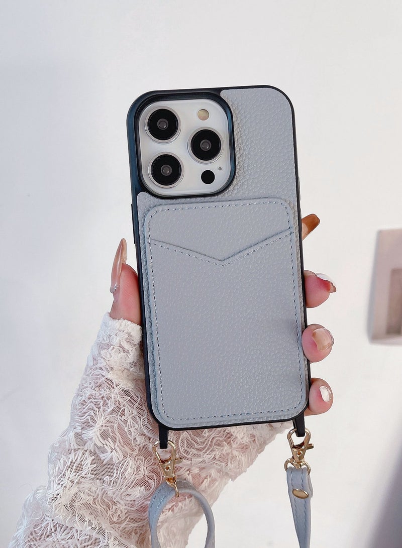 Suteni Crossbody Strap Back Cover Card Slots Leather Phone Case for iPhone