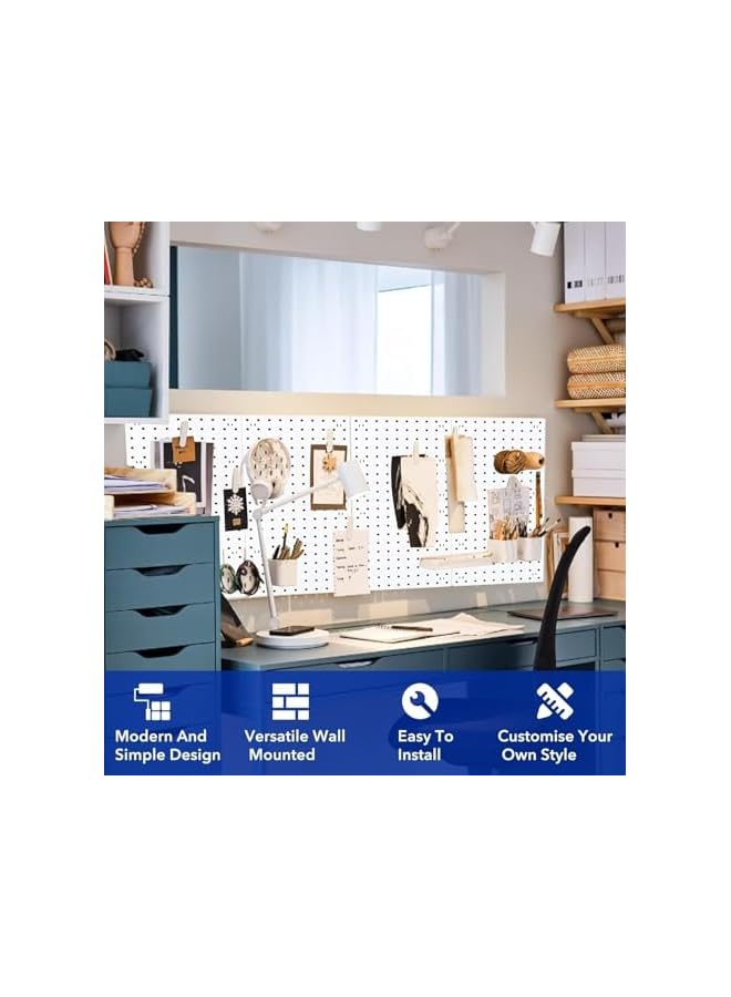 promass Pegboard Wall Organizer Panels, White Pegboard Wall Mount for Craft Room, Garage, Kitchen, Living Room, Bathroom, and Study Room, Peg Boards for Walls Easy to Install - Image 3
