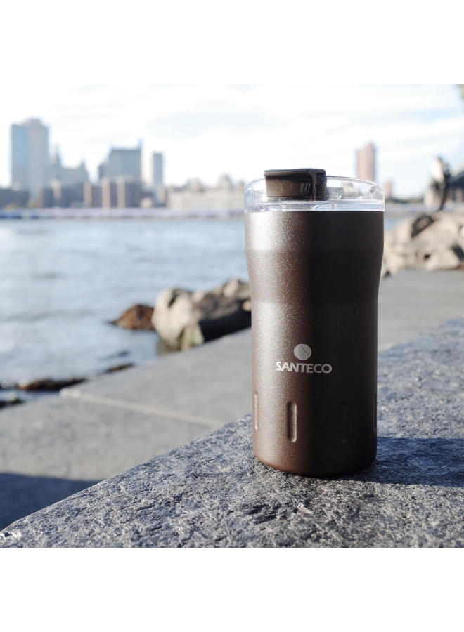 Santeco Insulated Mug, Stylish Water Bottle For Students, Portable Coffee Cup, Long-lasting Heat Retention Travel Mug, Cola Cup, Carbon Black Color - Image 1