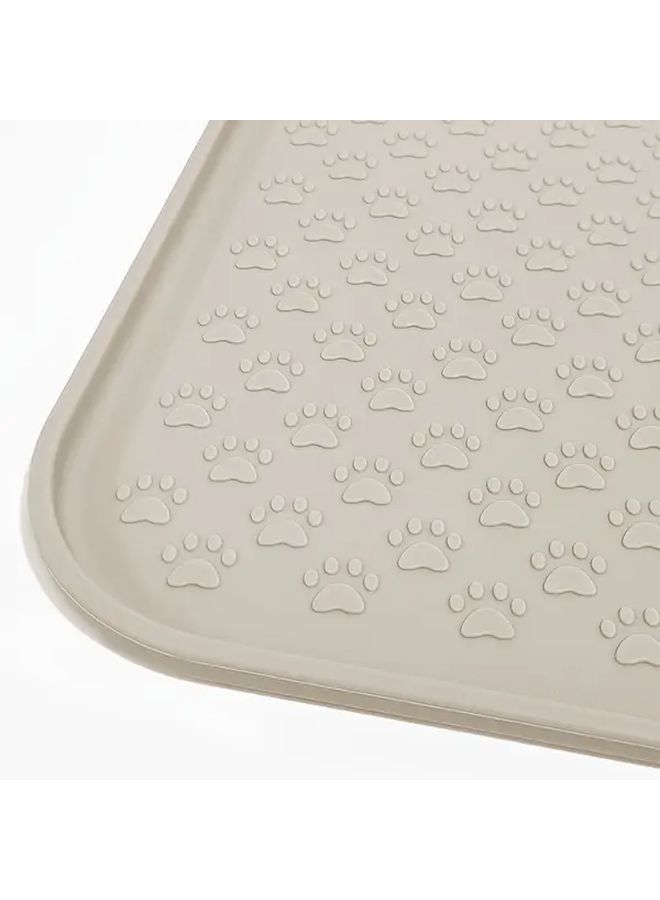 Apricot Heavy Duty Pet Food Mat Non Spill Paw Print Design 50x30cm - Image 2