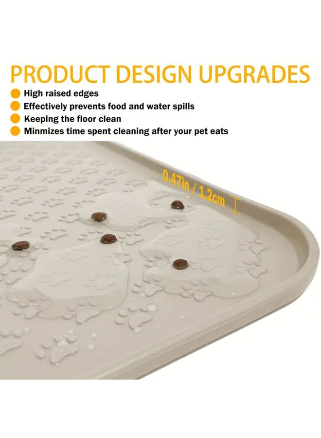 Apricot Heavy Duty Pet Food Mat Non Spill Paw Print Design 50x30cm - Image 5
