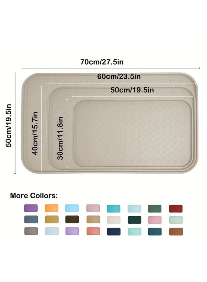 Apricot Heavy Duty Pet Food Mat Non Spill Paw Print Design 50x30cm - Image 3