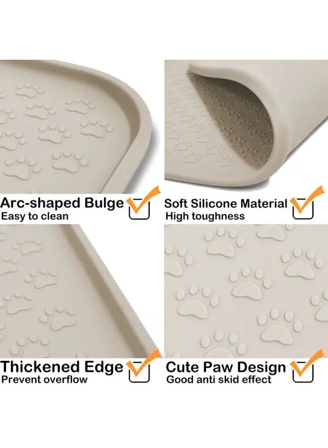 Apricot Heavy Duty Pet Food Mat Non Spill Paw Print Design 50x30cm - Image 4