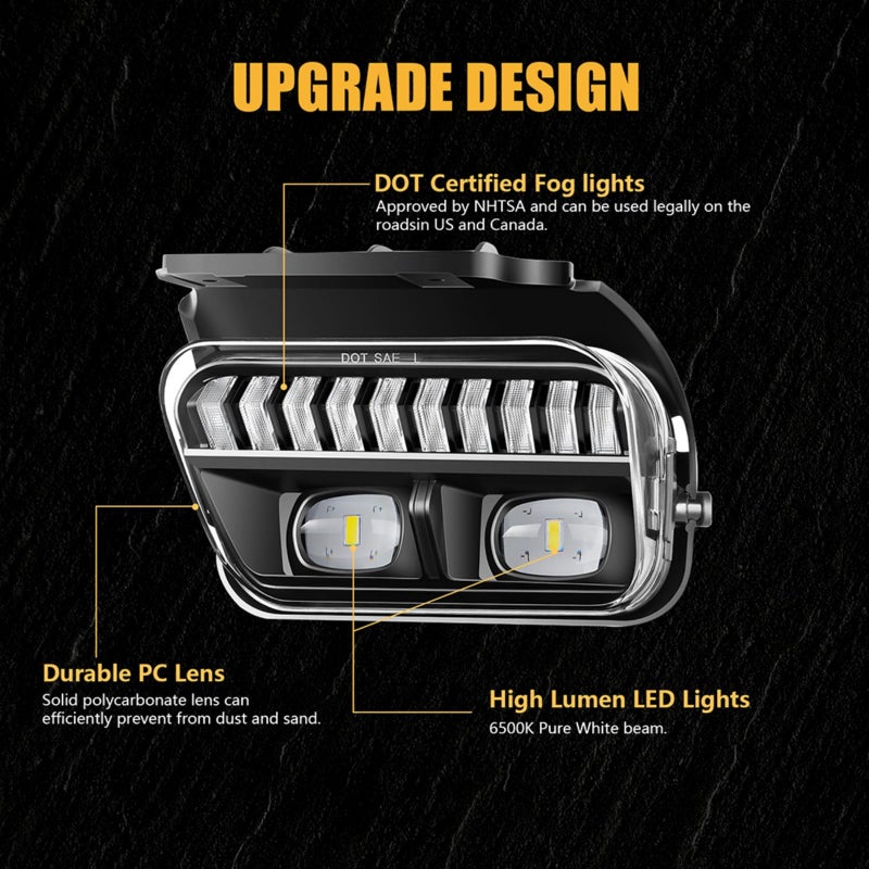 OKSIWA LED Fog Lights with Day Running Light for Chevy Silverado 2003-2006 All Models,Avalanche 2002-2006,White DRL, Amber Turn Signal, Pickup Truck Driving Fog Lamps, Clear Lens - Image 3
