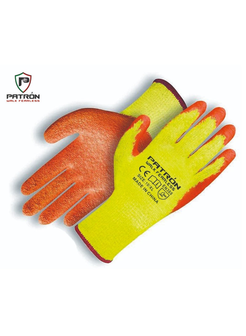 Patron Latex Coated Knitted Gloves For Enhanced Grip and Safety in Every Task | Pack Of 12 Pairs