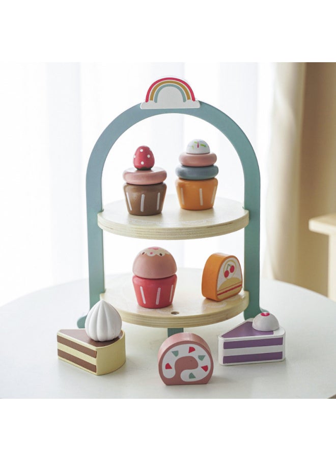CE Wooden Children's Kitchen Toy Simulation Vegetable And Fruit Sala Coffee Bread Maker For Boys And Girls Play House Suit Gifts-Color:Kb-ice Cream Shop 1.5kg (en71, Cpc)