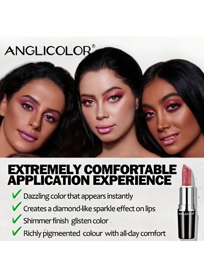 Anglicolor Metallic Shine Lipstick for Women, High Impact Lipcolor, Silky Smooth and Moisturizing, Non-Sticky, Long Lasting and Smudge Proof, Full Coverage Lip MakeUp (03#LOVE PARTICLE) - Image 5