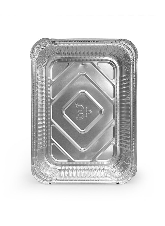 Tru Aluminum Containers with Lid 83185 10Pcs 1850ml  19cmx26cmx6cm Silver - Image 3