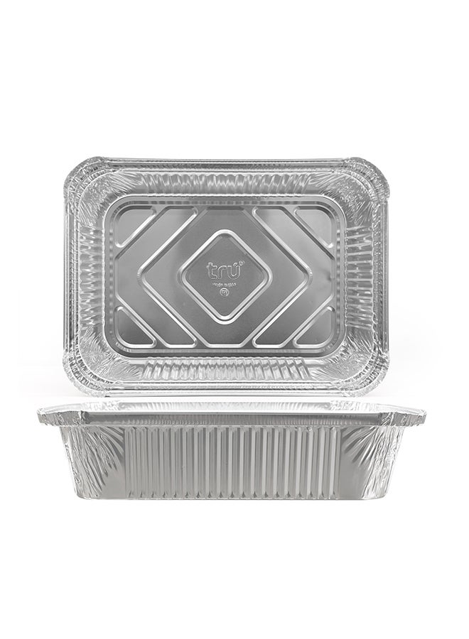 Tru Aluminum Containers with Lid 83185 10Pcs 1850ml  19cmx26cmx6cm Silver - Image 2