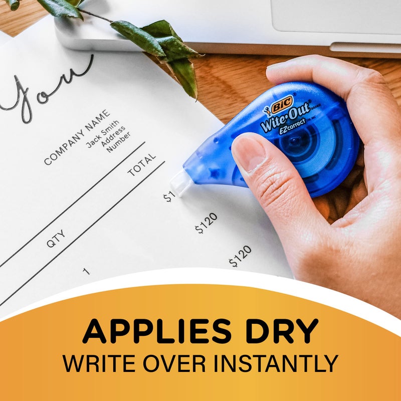 BIC White-Out Brand EZ Correct Correction Tape, 39.3 Feet, 4-Count Pack of white Correction Tape, Fast, Clean and Easy to Use Tear-Resistant Tape - Image 5