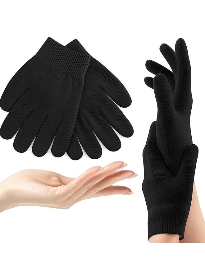 Black therapeutic gel gloves, enriched with essential oils to nourish the skin and effectively treat dry and cracked hands.