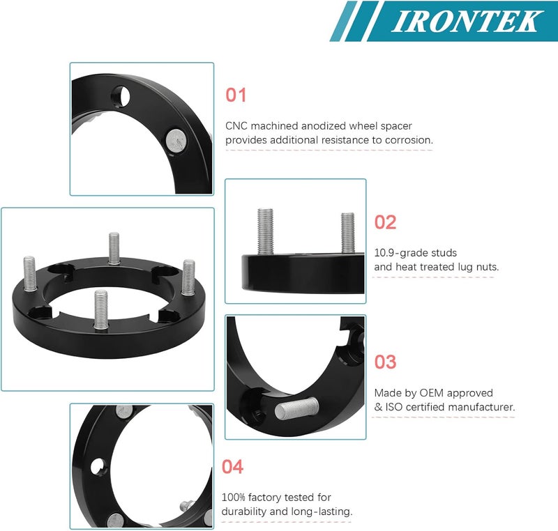 IRONTEK 4x156mm ATV Wheel Spacers 1" (25mm) Thickness with 12x1.5 Studs 131mm Hub Bore for Polaris Sportsman 400 500 600 700 800 - Image 5