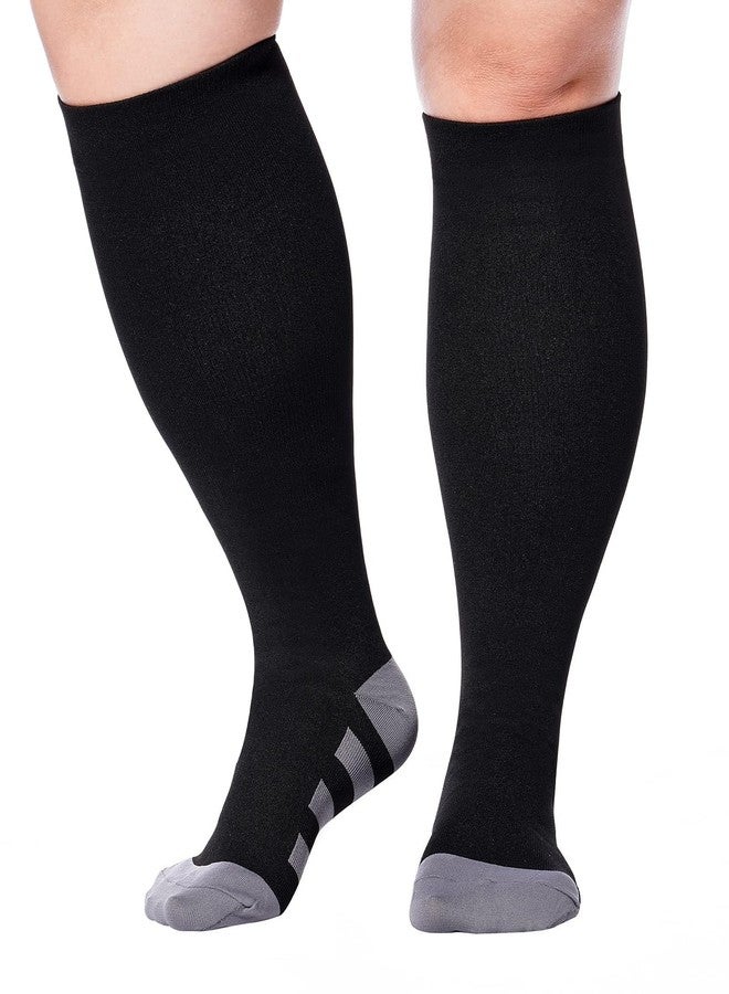 Abodhu Plus Size Compression Socks for Women& Men 15-20mmHg Wide Calf Knee High Socks - Image 1