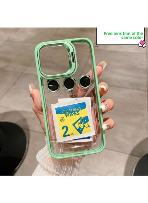 Creative Invisible Stand For Iphone 15 Pro Max Case Suitable For Iphone Camera Film Transparent Digital Computer/For Iphone Protective Cover-Color:Mint Green-Applicable Model:For Iphone12