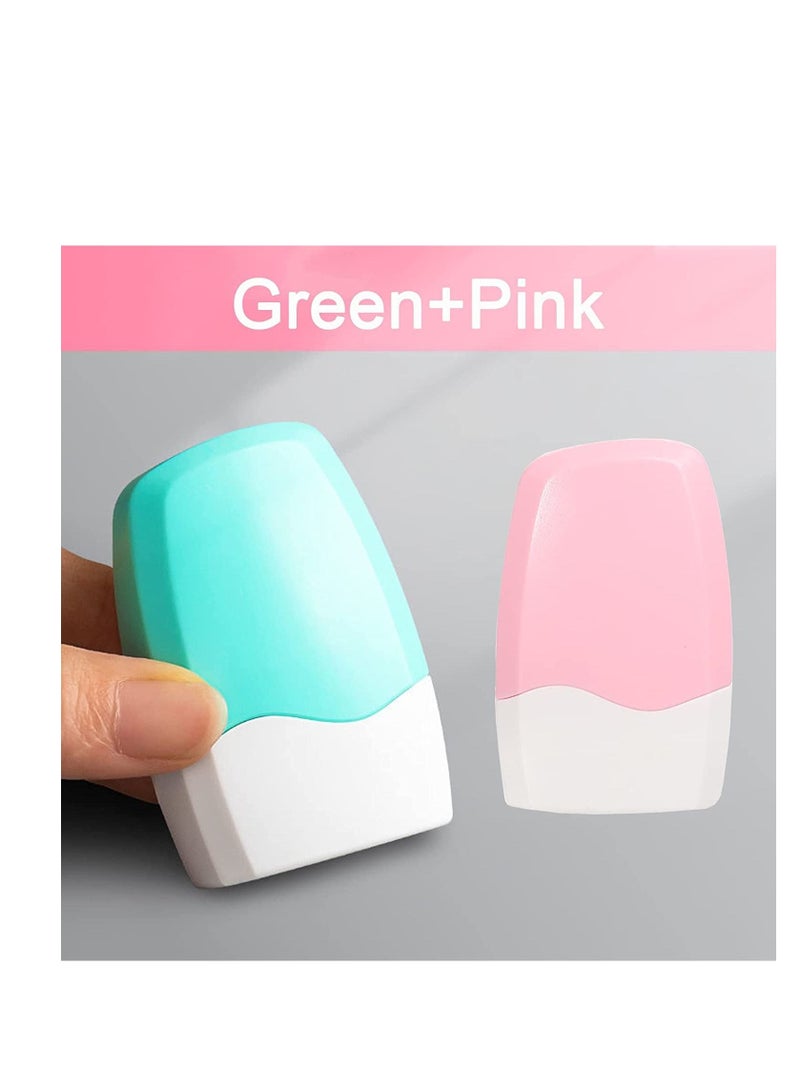 SYOSI Identity Prevention Theft Stamp 2 Pcs Self Inking Security Roller Stamp Private Information Roller Stamp Perfect for Privacy Protection Green Pink - Image 2