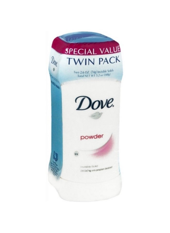 Dove Anti-Perspirant Deodorant Invisible Solid, Powder, Twin Pack, 5.20 Oz (Pack Of 4)