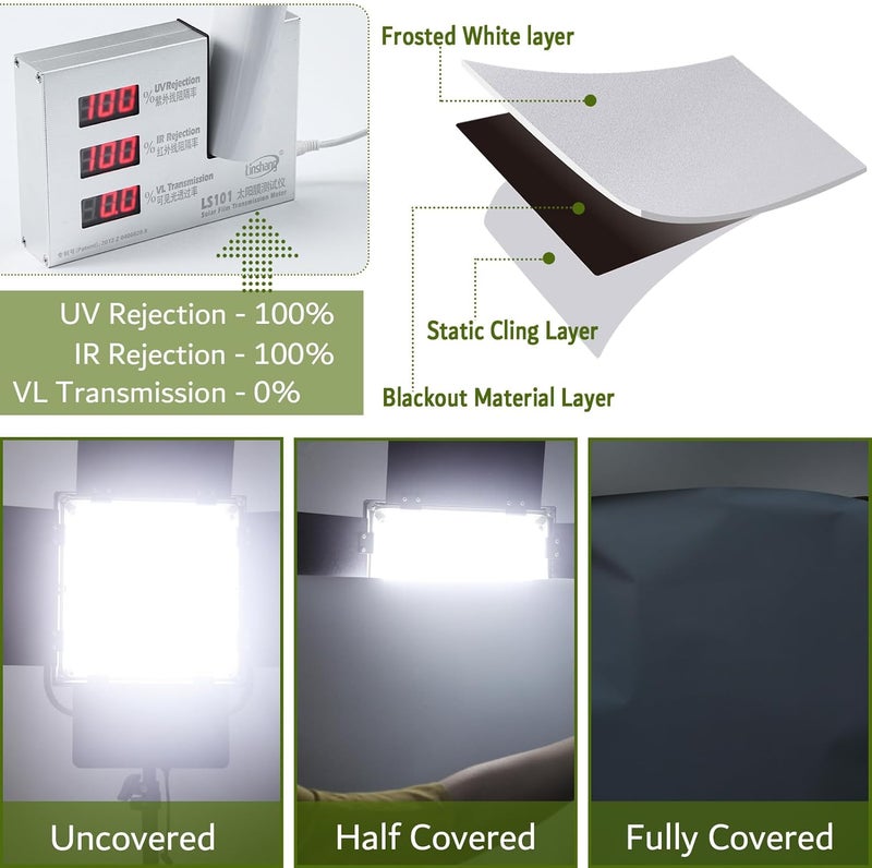 VELIMAX White Blackout Window Film, 100% Light Blocking Window Cover, Opaque Window Cling Vinyl, Privacy Film for Glass Windows, Sun Blocking Window Films Non Adhesive, 17.7in x 118in - Image 5