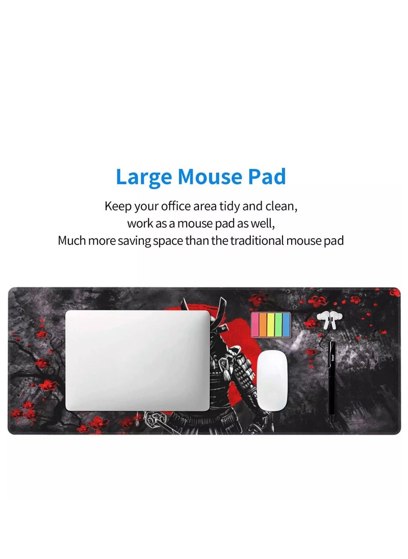Japanese Sakura Samurai Gaming Mouse Pad For Keyboard And Mouse Non-Slip Rubber Base - Size 80X30 CM