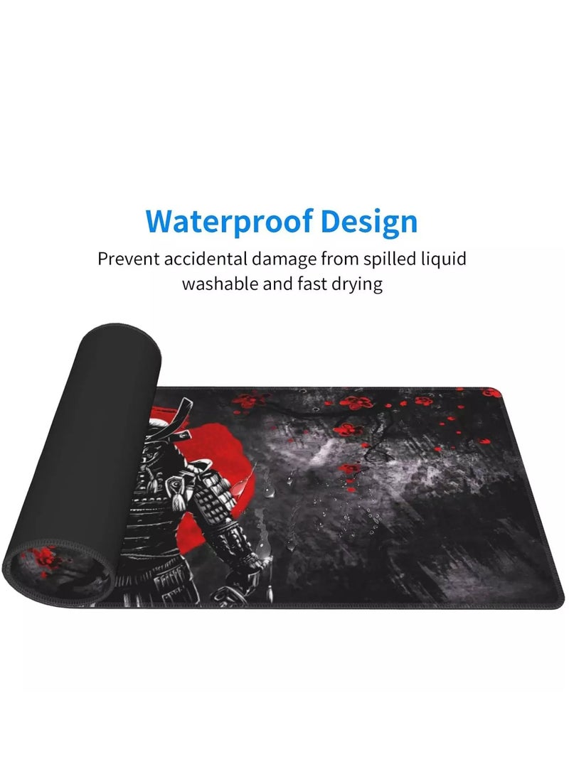 Japanese Sakura Samurai Gaming Mouse Pad For Keyboard And Mouse Non-Slip Rubber Base - Size 80X30 CM