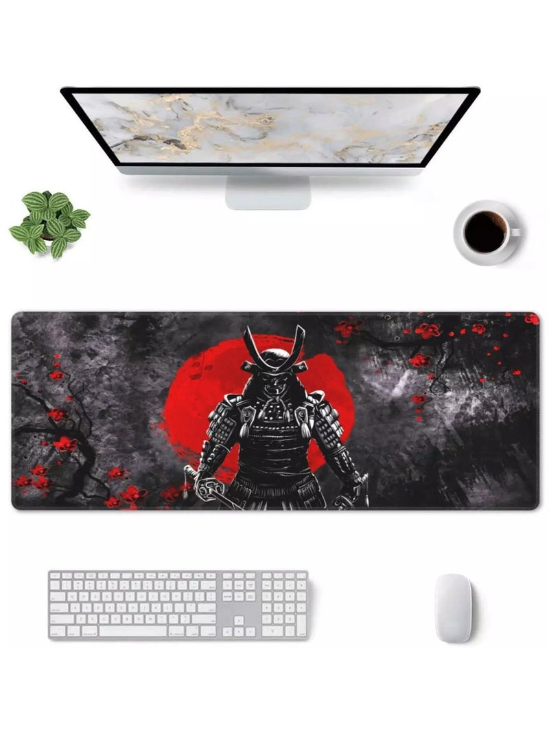 Japanese Sakura Samurai Gaming Mouse Pad For Keyboard And Mouse Non-Slip Rubber Base - Size 80X30 CM