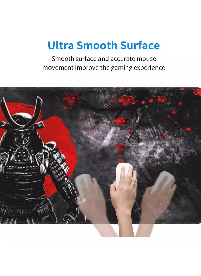 Japanese Sakura Samurai Gaming Mouse Pad For Keyboard And Mouse Non-Slip Rubber Base - Size 80X30 CM