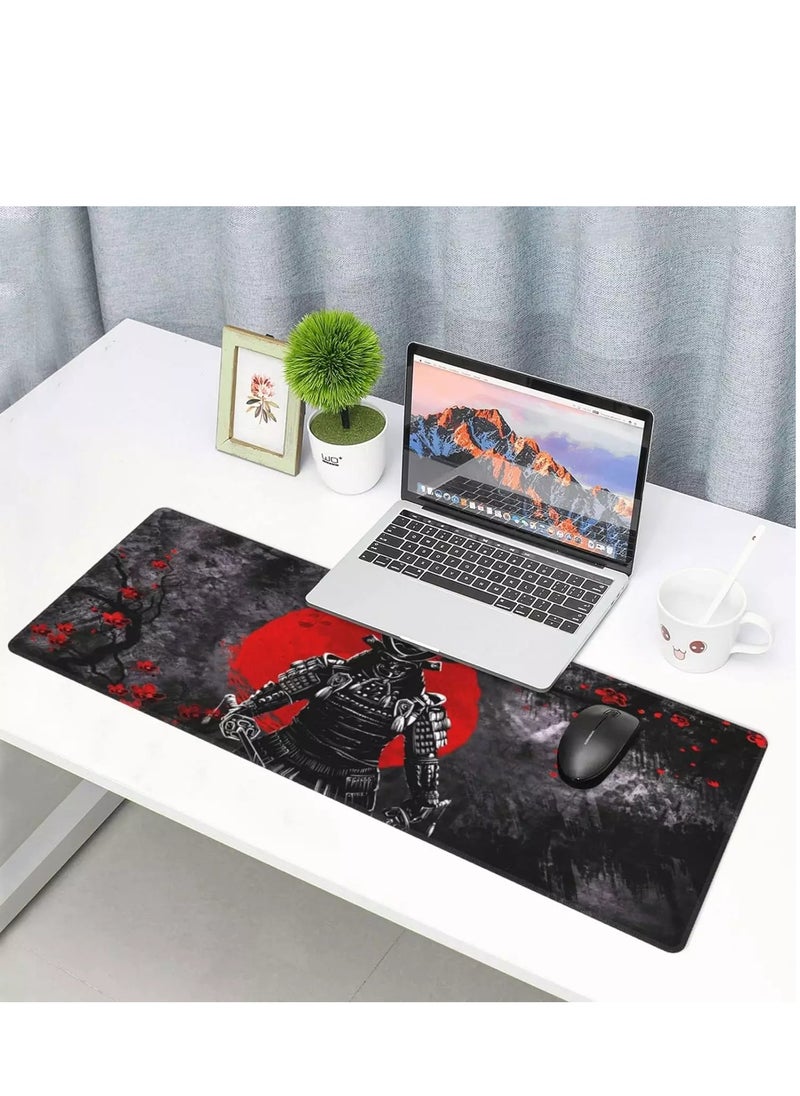 Japanese Sakura Samurai Gaming Mouse Pad For Keyboard And Mouse Non-Slip Rubber Base - Size 80X30 CM