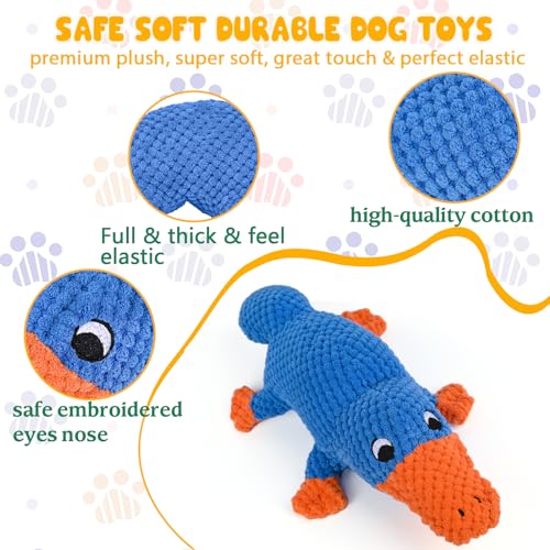 Vitscan Squeaky Dog Toys for Aggressive Chewers Large Breed, Large Dog Toys for Big Dogs, Stuffed Platypus Tough Plush Dog Toy,Interactive Dog Chew Toy/Puppy Chew Toys/Pet Toys for Small Dogs - Image 2