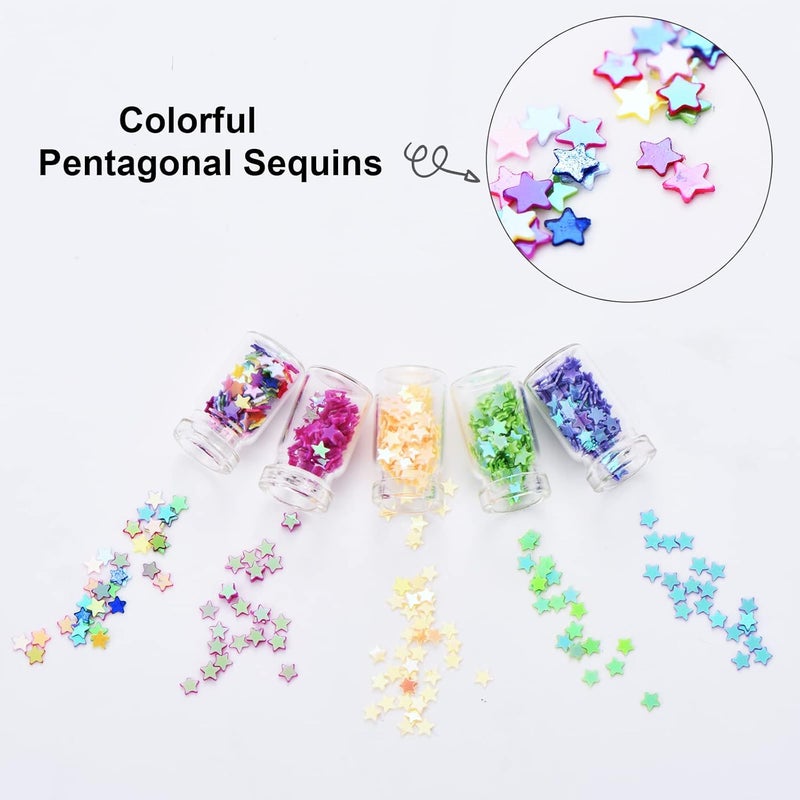 BBTO 64 Pieces Pixie Necklaces Confetti Dust Bottles Mini Glass Bottle Necklace Wish Glass Jar with Glitter for Fairy Birthday Festive Party Daily Supplies (Star) - Image 3