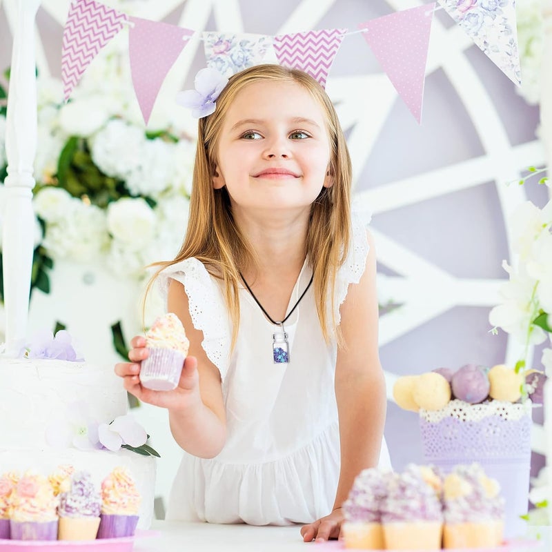 BBTO 64 Pieces Pixie Necklaces Confetti Dust Bottles Mini Glass Bottle Necklace Wish Glass Jar with Glitter for Fairy Birthday Festive Party Daily Supplies (Star) - Image 4