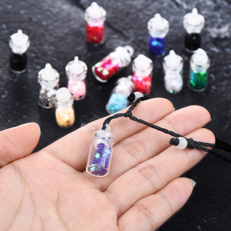 BBTO 64 Pieces Pixie Necklaces Confetti Dust Bottles Mini Glass Bottle Necklace Wish Glass Jar with Glitter for Fairy Birthday Festive Party Daily Supplies (Star) - Image 5